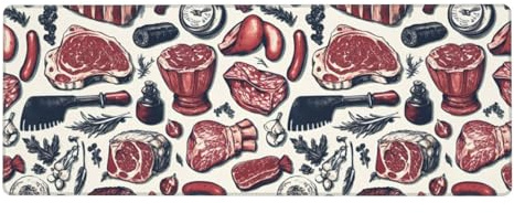 Red Meat Print Mouse Pad - Large Gaming Mouse Pads for Desk, Cute Keyboard Pad Computer Mat, 12x31.5 Inches Mousepad for Home Office Desk Accessories