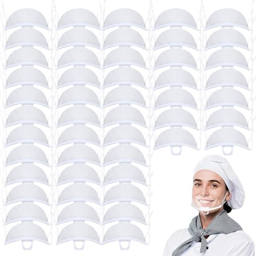Wilafury 50 Stück Mundschutz, beschlagfreie, durchsichtige Maske, hygienisch gefilmter Schutz und einzeln verpackt, für Restaurants, Day Spas und Salons