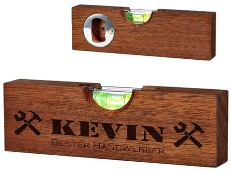 Mini Wasserwaage mit Flaschenöffner mit Gravur - Personalisiertes Geschenkideen zum Vatertag, für Männer - Handwerker