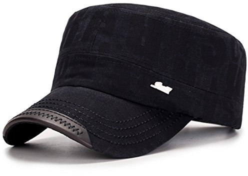 Kuyou Vintage Military Army Cap Herren Damen Cotton Baseballmütze Kappe (Schwarz)
