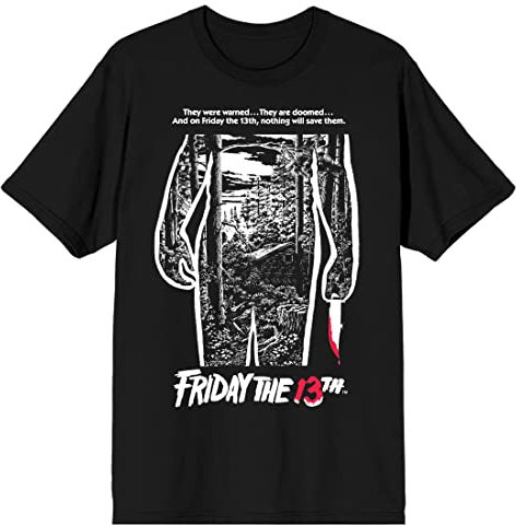 Friday The 13th Shirt Herren Filmposter Grafiken Schwarz T-Shirt Tee - Schwarz - Groß