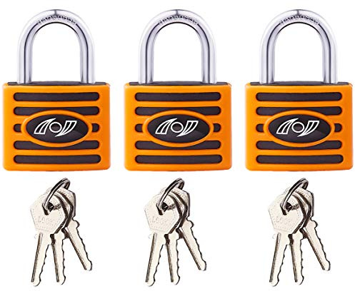 Vorhängeschloss (3 Stück) 32 mm – (Heavy Duty Security) Schloss, Vorhängeschloss mit 3 Schlüsseln – für Außentoren, Schuppen, Schließfächer, Werkzeugkasten, Lager und mehr 32 mm Orange