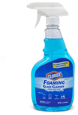 Clorox Foaming Glass Cleaner Trigger Spray, Streak Free No Drip Formula for Windows, Mirrors, and Glass Surfaces, All Purpose Household Cleaning Spray in Fresh Scent, 23 Ounce