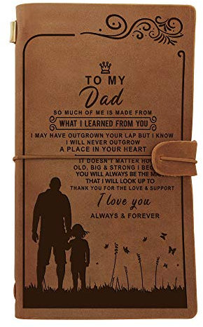 Leder-Notizbuch mit GravurTo My Dad - Handgefertigtes Echtleder Tagebuch zum Schreiben, Poeten, Reisende, als Tagebuch oder Lebensplaner - Bestes Jahrestag Weihnachten Geschenk Für Ehemann