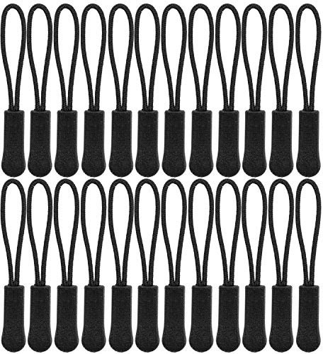 Tiretto Cerniera da Infilare, 24 pz, Nero, Tiralampo in Nylon, Riparazione Chiusure Lampo, Zipper Puller di Ricambio per Cerniere su Abbigliamento Sportivo, Zaini, Giacche, Borse, zipper repair set
