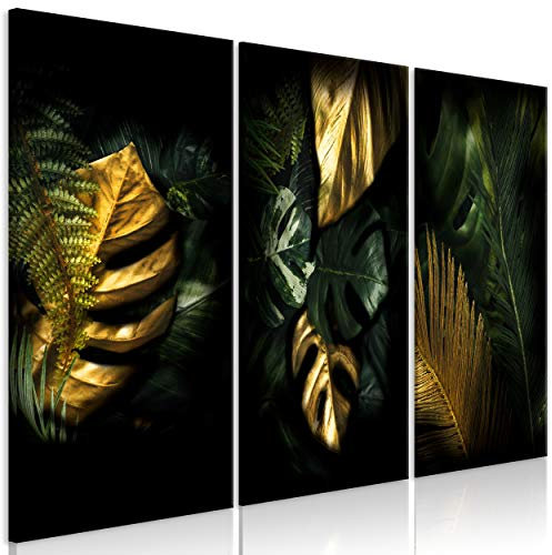 decomonkey Bilder Monstera 60x40 cm 3 Teilig Wandbild Groß Leinwandbild XXL Deko Wohnzimmer Schlafzimmer Büro Wanddeko Leinwand Pictures For Wall Poster Wall Painting Pflanzen Modern