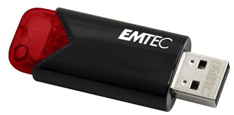 Emtec Clé USB 3.0 (3.2) Click Easy B110, Mémoire Flash Drive De 256 Go, Stockage Externe, Lecture 20Mb/S, Écriture 10Mb/S, Click Easy - 21 X 57 X 12 Mm, Rouge ECMMD256GB113