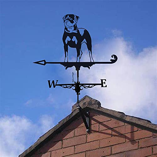 XRDSHY Deluxe Wetterfahnen, Wetterhahn Dächer Retro Gartenpfahl, Windrichtung Messwerkzeuge, Sprühfarbe gegen Rost, Outdoor Dachdekoration Architektur Dekor Handwerk,Rottweiler