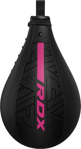 RDX Boxbirne Maya Hide Leder Set, Speedball Hängend Mit Halterung, Punchingball Boxing Speed Bag, Geschwindigkeit Ball Boxen Training Trainingsgeräte Gym Fitness