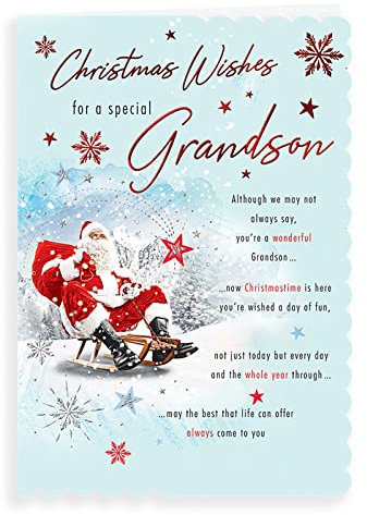 Piccadilly Greetings Foto-Weihnachtskarte Enkelsohn, 22,9 x 15,2 cm