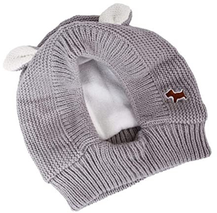 Jorzer Winter Haustier Strickhut Süße Warme Hundekappe Ruhige Ohren Lärmschutz Hut Grau, Haustier Strickhut, Hund Warme Mütze, Niedliche Hundeohrmuffs