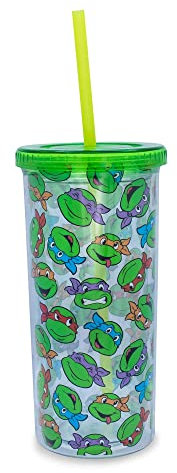 Teenage Mutant Ninja Turtles Allover Faces Carnival Cup With Lid and Straw