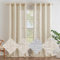 EMEMA Leinen Gardinen Vorhang mit Ösen Wohnzimmer Modern Leinenvorhang Vorhänge Leinenoptik Kinderzimmer Gardine Küche Schlafzimmer 2er Set 140x175cm (B x H) Bräunlich Weiß