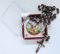 Generico Rosenkranz des Heiligen Michael Erzengel rot aus Holz 50 Perlen + 9 mit Medaille Kreuz für Hals mit Box Kirche Priester Nonne