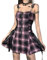 FEOYA Kleid Damen Lässiger Kurz Schnüren Sie Sich Gothic Goth dressTartan Gothic Goth dressRock Sommer Plaid Print Mini Kleider Cosplay Halloween Kostüm Damen - L