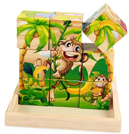 EXCEART Puzzle Boys and Girls Six-sided Wooden Boys and Girls Building Toys Educational for Toddlers Years Old Board Bright Colors