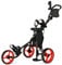 COSTWAY Golf Trolley, 3 Rad Golftrolley klappbar, Golfcaddy aus Aluminum mit Sitz, Verstellbarer Griffe & Vorderrad, Golfwagen mit Schirmhalter & Aufbewahrungstasche (Rot, Mit Sitz)