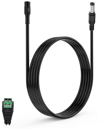 Lonnky 3 Meter LED Extension Cable, Compatible With Govee LED Strip Lights, TAPO WiFi Camera, Reolink, TP-Link Routers, NETGEAR Orbi - 5V/9V/24V, 5.5 x 2.1 mm, Female To Male LED Connectors