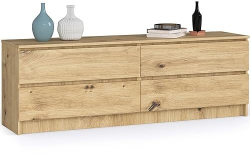 AKORD Kommode K 160 cm | 4 Schubladen | Stehmöbel für Wohnzimmer Schlafzimmer Büro Arbeitszimmer | Edles Design | Schichtstoffplatte 16mm | Farbe Eiche Artisan