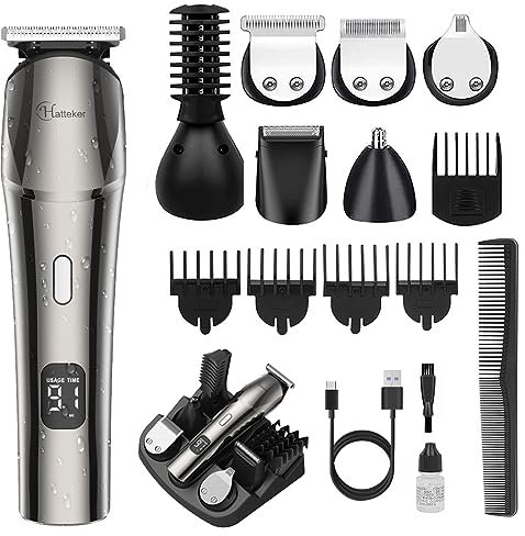 Hatteker Bartschneider Barttrimmer Haartrimmer Herren Haarschneidemaschine Haarschneider Trimmer Pr?zisionstrimmer Nasenhaartrimmer K?rperhaartrimmer Wasserdicht USB wiederaufladbar