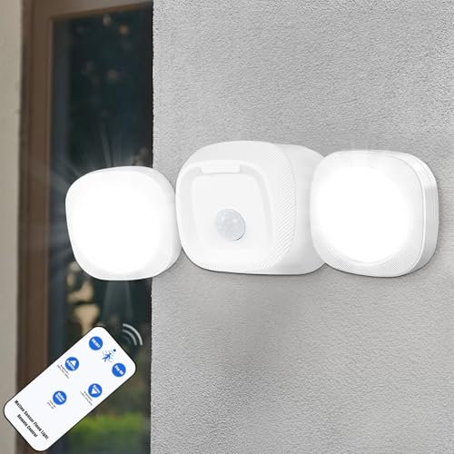 Toowell Lampada LED Esterno Batteria con Telecomando Luce a Sensore di Movimento, Faretto LED Esterno Batteria Sensore Movimento, Impermeabile IP65 Lampade a Batteria per Esterni Giardino Garage