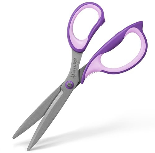 Ashton and Wright - Precision SG Schere mit weichem Griff für Büro, Zuhause, Küche und Handwerk, 210 mm, Stahlklingen (lila, Rechtshänder)