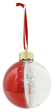 Deknudt Frames - Weihnachtskugel in Farbe Rot Glitzer für Foto – für Foto 7,6 x 7,6 cm – Rot – Bilderrahmen – zum Aufstellen oder Aufhängen