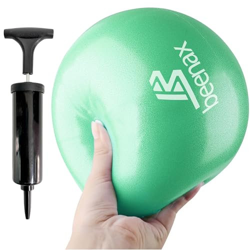 Beenax 23cm Soft Pilates Ball, Pump Included - 9 Inch Exercise, Mini Barre, Gym Ball - Yoga, Pilates, Core Training, Physical Therapy, Balance (Home, Gym, Office)