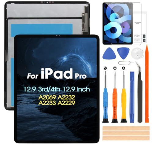 ARSSLY Para iPad Pro 12.9 3rd / 4th LCD Pantalla para iPad Pro 12.9 3a / 4a Gen A2069 A2232 A2233 A2229 Reemplazo de la pantalla táctil Assembly con kit de reparación (negro)