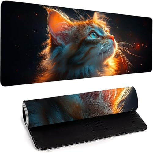 Mauspad XXl Gaming Mauspad 1200 x 600 x 3mm Verlängertes Großes Mauspad Schreibtischauflage, Genähte Kanten Mauspad-Rutschfeste Gummibasis - Verbessert Präzision und Geschwindigkeit Schwarz Tier G-5