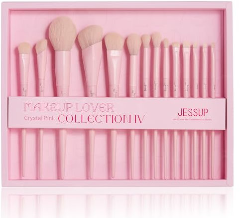 Jessup Coffret Cadeau de Pinceaux Maquillage Roses Végétaliens Pinceaux Idéaux pour Femmes Cadeaux Pinceau Maquillage Professionnels Haute Qualité Pinceau Teint Anti-cernes Fard à paupières,T495-G