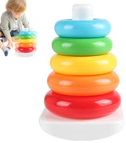 Pruojhw Stapelbare Kreise, stapelbare Ringe in Regenbogenfarben | Stapelturm für frühes Lernen, Stapel, Spielzeug für frühes Lernen, Stapelturm, Ringstapler