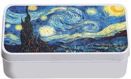 Fabulous Blechdose Van Gogh Nacht Sterne Malerei Post-Impressionismus – 11 x 18,5 x 5,5 cm – Aufbewahrungsbox, Schlüssel, Werkzeug, Brotdose, Zucker, Kekse
