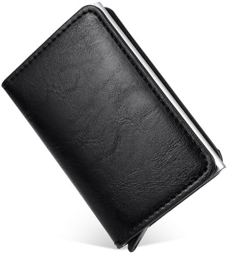 AFCJLTO Porte Carte bancaire, Portefeuilles et Porte-Cartes Portefeuille Mince pour Hommes Porte-Cartes de crédit Pop-up en Aluminium,Portefeuille Homme Cuir Anti Piratage pour Billets