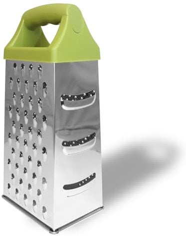 Fackelmann Grattugia 4 facciate con manico in plastica riciclata certificata GRS, materiale parte funzionale in acciaio inox, dimensioni 11 x 8,5 x 23.5 cm