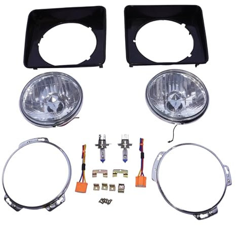 AEspares Scheinwerfer Paar Komplettset Beam H4 kompatibel mit Suzuki SJ413 SJ410 Jimny Samurai