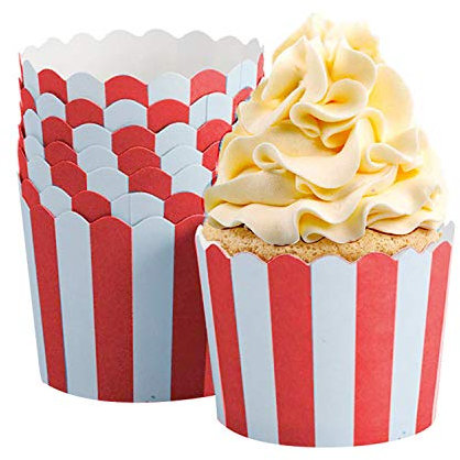 50st Papierkuchen Liner Tasse Cupcake Muffin backen Backförmchen aus Papier für Geburtstage Hochzeiten und Partys (Rot)