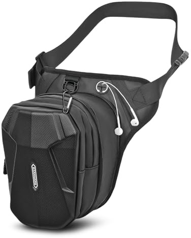 Flintronic Sacoche de Jambe Moto, Sac de Jambe Tactique, Leg Bag en Coque EVA, Multifontion Moto Poche Jambe, Imperméable, avec Sangle de Jambe Amovible, pour Cyclisme, Course, Randonnée