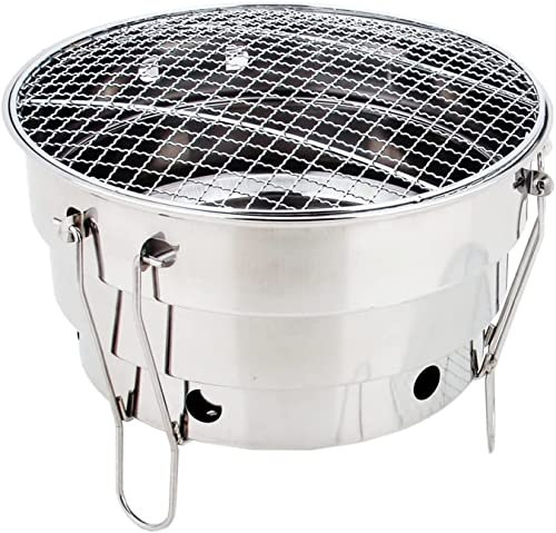 PNAJFUEL Holzkohlegrills Holzkohlegrill Tragbarer Klappbarer Holzkohlegrill Grill-Eimer Edelstahl Mini-Außen-Grill