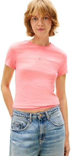 Tommy Jeans Damen T-Shirt Kurzarm Linear Slim Fit