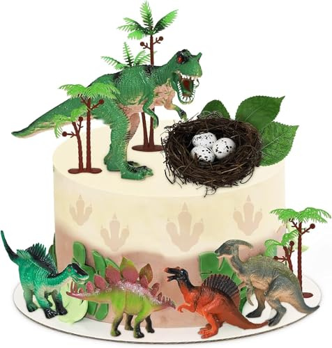 Morofme Dino Tortendeko 18 Stück, Dino Kuchen Deko Cupcake Topper, Dino Dschungel Thema Geburtstag Tortendeko für Geburtstagsfeier Thema Party Deko