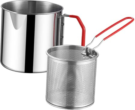 MotiveTech Pentola per Friggere con Manico E Filtrante per Uso in Cucina, Style a Basket