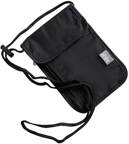 Ousuwo Pochette de voyage étanche et antivol – Unisexe – Sac à bandoulière pour passeport, smartphone, cartes de crédit, argent et pièces de monnaie | Pochette à bandoulière sécurisée mains libres