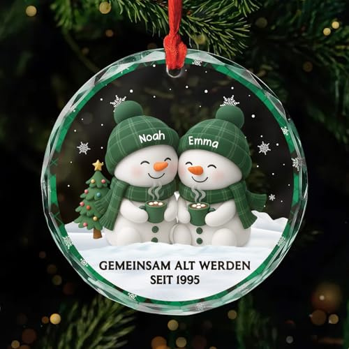Geschenke Mall Personalisiertes Ornamente - Gemeinsam Alt Werden - Personalisierte Paar Geschenke, Lustiger Glas Weihnachtsschmuck, Deko Weihnachtsbaum, Personalisierte weihnachtskugeln (Modell #3)