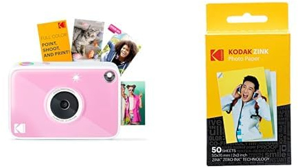Kodak Printomatic+ Instant Print Digital Camera (Pink) and Kodak 2ʺ x 3ʺ Premium ZINK Photo Paper 50-Pack