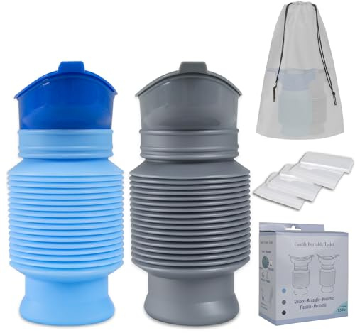 KkaFFe Verstellbares Notfall-Urinal, 750 ml, tragbare Toilette für Auto, tragbar, Mini-Outdoor-Camping, Reisen, schrumpfbar, persönliche mobile Toilette, Töpfchen, Urinflasche für Kinder und