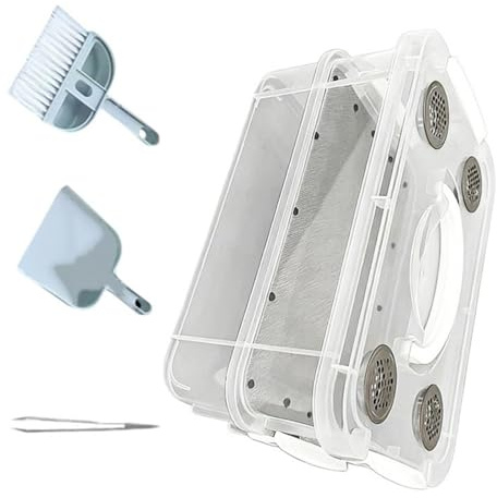 Tsynapter Scatola per allevamento di grilli, scatola portatile per rettili, contenitore trasparente per cova per grilli, allevamento di vermi della farina, contenitore trasparente per cova