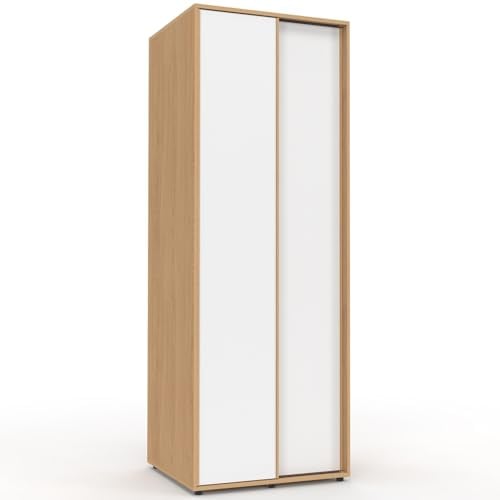 IDMarket SLIDEA Armario 2 puertas correderas madera y blanco 60 cm armario con estante