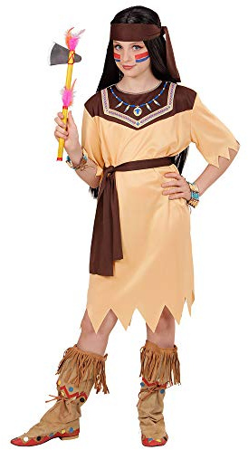 W WIDMANN MILANO Party Fashion - Kinderkostüm Native Indian, Kleid, Gürtel, Stirnband, für Karneval