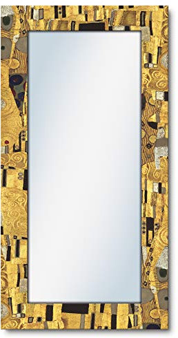 ARTLAND Wandspiegel Ganzkörperspiegel mit Holz Deko Rahmen 60x120 cm Spiegel zum Aufhängen Gustav Klimt Der Kuss Abstrakt Malerei Kunst T9LL